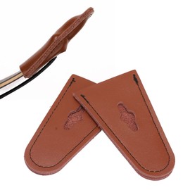 Bow Accessories, Bow Shaft Guards Leather Bow Tip Protectors, Pair, Portable, Wear-resistant for Hunting Recurve Bow (Brown)