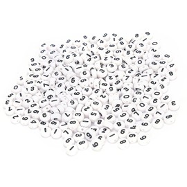 500PCS Número redondo de cuentas de acrílico, cuentas de acrílico DIY accesorios de joyería de cuentas hechas a mano número 0-9 para la colección de artesanía Adornos con Cuentas