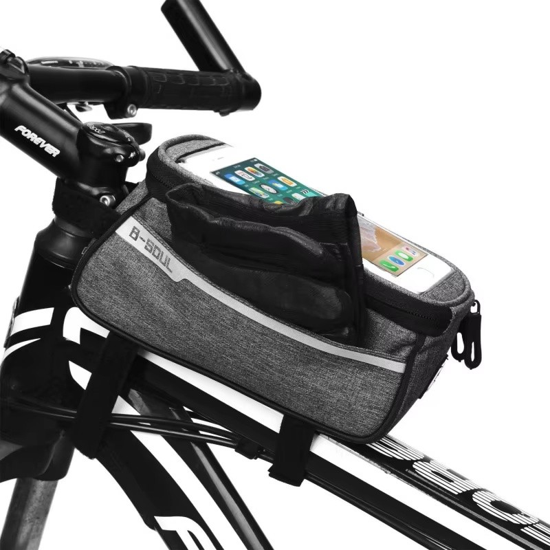 B-SOUL Bicycle Top Tube Phone Bag, Grey