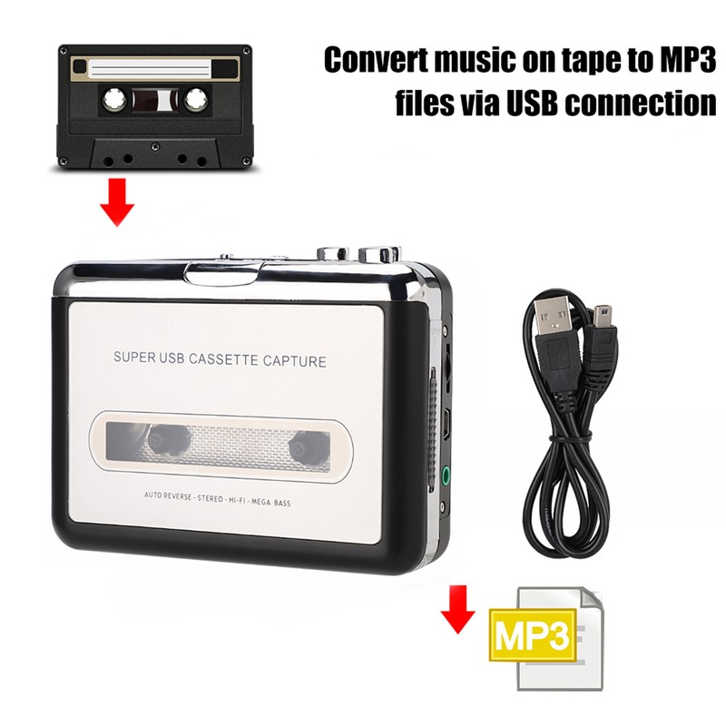 USB Tape To MP3 Capture Converter Stereo Audio Music Player
