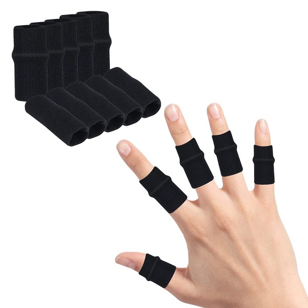 Pack of 10 Finger Protectors Elastic Finger Protectors Compression Support Finger Wraps for Pain Relief Arthritis