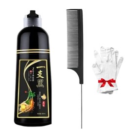 Shampoo Tinte Negro Cubre Canas 3 en 1 para Hombre y Mujer - Hair Dye Shampoo Black para Teñir Cabello en Casa Sin Amoniaco, Color Negro Natural Durad