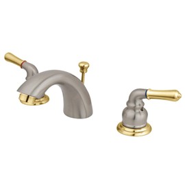 Kingston Brass KB959 Magellan II 4-Inch to 8-Inch Mini Widespread Lavatory Faucet with Metal lever handle, Polished Brass and Brushed Nickel