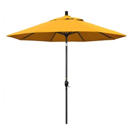 California Umbrella GSPT908302-SA57 9' Round Aluminum Market, Crank Lift, Push Button Tilt, Black Pole, Pacifica Yellow Patio Umbrella, 9-Feet