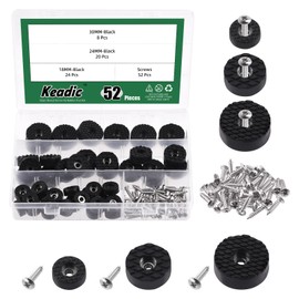 Keadic 52Pcs Screw-On Round Rubber Feet Furniture Pads Assortment Set, 1.2” & 1”/ 0.7” Black Non-Slip Floor Protector Furniture Sliders for Wooden Chair Tables Leg