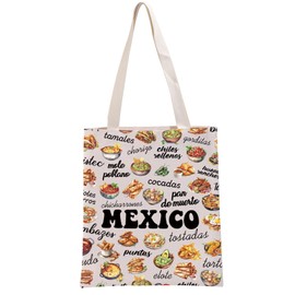 G2TUP Mexico Lover Gift Mexico Food Tote Bag Moving to Mexico Handbag Mexico Vacation Trip Traditional Mexican Dishes Gift (Mexico Food HB)