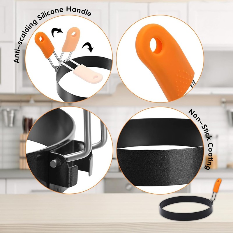 Srinlon Professional Pancake Ring Set,6 Packs Omelette Ring,Non-stick Griddle Pancake