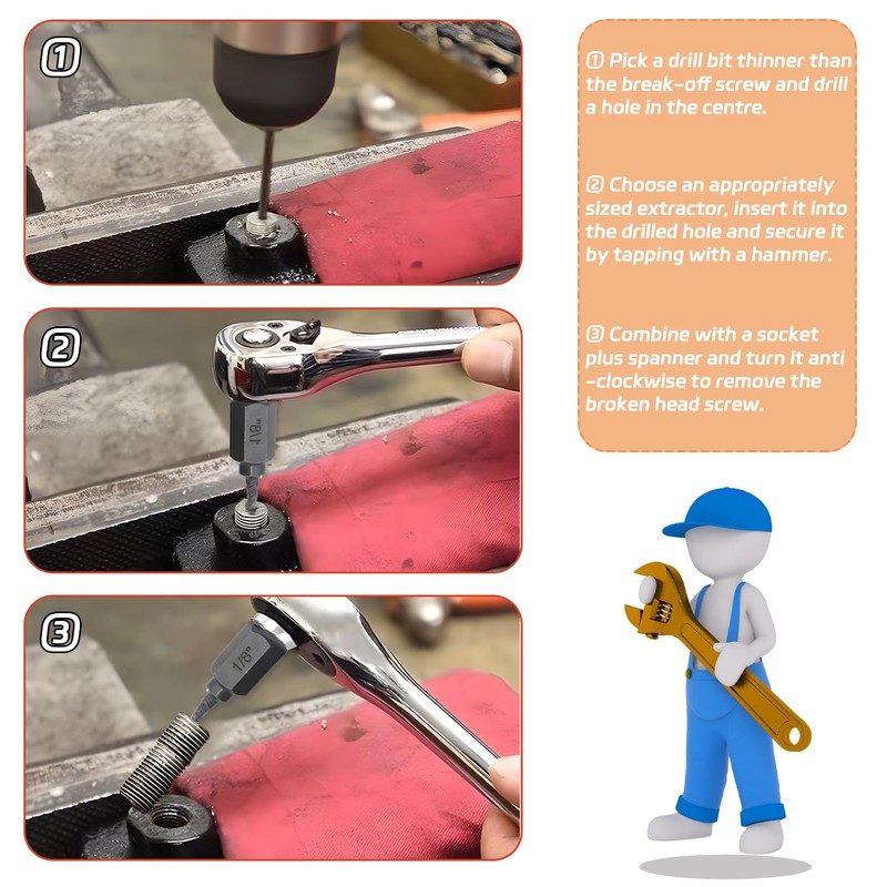 10 pcs Screw Extractor Set, BOSOIRSOU Broken Head Screw Hexagon