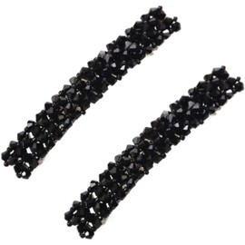 2 Pcs Black Rhinestone Hair Clips and Barrettes, Handmade, Metal Hair Holders, Hair Clips, Clips and Barrettes