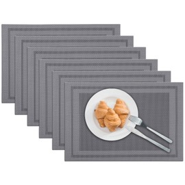 marysgift Table Place Mats Set of 6 Placemats Eco-Friendly Heat Resistant Dual Side Non Slip Washable Waterproof for Kitchen Tablemats 30 x 45 cm, Dark Gray-29