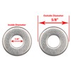 1/4" Stainless Flat Washer, 5/8" Outside Diameter (100 Pack)- Choose
