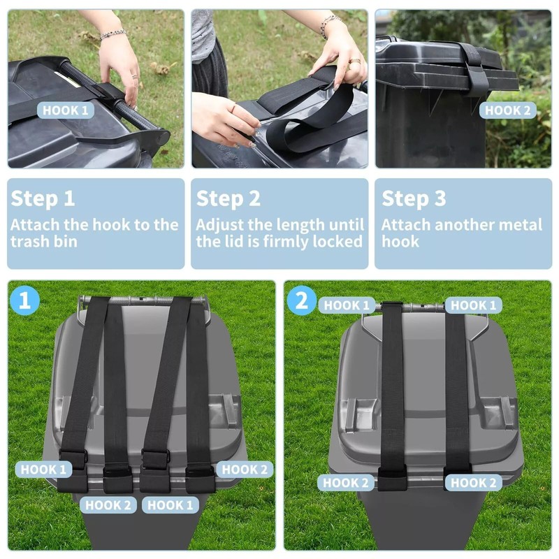 KANCOKIT Trash Can Locks for Animals, Adjustable Garbage Can Lid