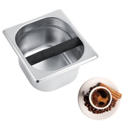 BestYiJo Caja de café de acero inoxidable, caja de golpe para café espresso, Caja de botones para café con barra extraíble