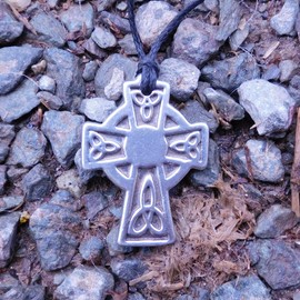 Celtic Cross Pendant, Bathgate Cross Pendant on Adjustable Cord, Hand Cast in Fine Pewter by William Sturt - Religious Gift