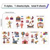CREATCABIN 9 Sheets Circus Carnival Animals Window Stickers Clown Amusement