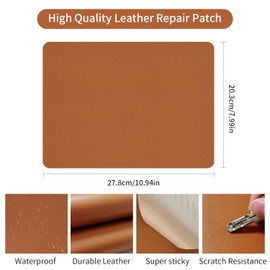 ZESION 2Pcs Self Adhesive Leather Repair Patch, Quick Repair for Sofas, Tents, Car Seats/8" x 11", Light Tan