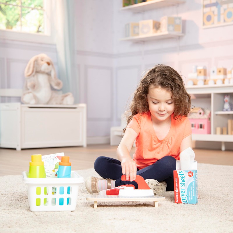 Melissa & Doug Laundry Basket Play Set With Wooden Iron,