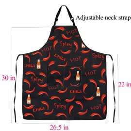 FUSTMW Chili Pepper Chef Apron with Pocket - Perfect for Chili Lovers & Grilling Enthusiasts