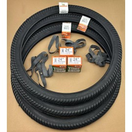 Duro 3 DURO TRIKE SOLID BLACK 24 X 2.00 TWIN MARCH TRICYCLE TIRES W/ TUBES & RIMSTRIP