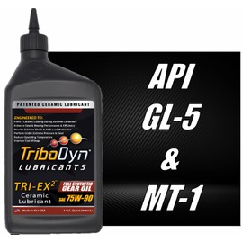 TriboDyn TRI-EX 2 75w-90 Synthetic Gear Oil, 1 Quart, Full Synthetic, Ceramic Coating, API GL5, MT-1, Severe Gear Shock Protection.