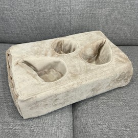 Couch Cup Holder Pillow, Couch Drinks Remotes Holder for Center of Couch, for Sofa, Bed, RV, Car (Beige)