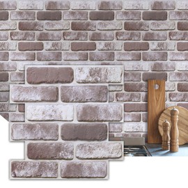 Commomy 10 Pcs 3D Brick Wall Panels -11.8"X11.8" Small Size Ultralight PVC Peel and Stick Brick Farmhouse DIY Self-Adhesive Wall Tile Faux Brick Paneling for Living Room,Bedroom,Kitchen,Fireplace