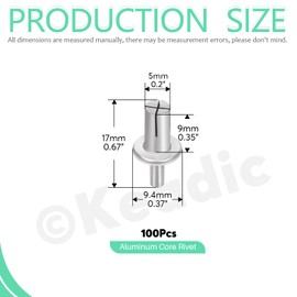 Keadic 100Pcs M5 x 9mm Aluminum Core Rivets with Round Head Assortment Set with Plastic Case, Half Round Head Hammer Expansion Drive Blind Rivets for Electronic Mechanical Equipment
