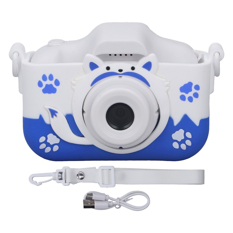 Kids Camera Small Portable Blue Children's Cute Cartoon Fox Shape