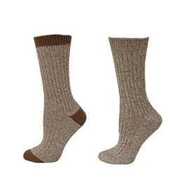 Sierra Outdoor Boot Hiking Marled Cotton Crew Socks W33 (Fits Shoe Size 6-10, Socks Size 9-11, Brown)
