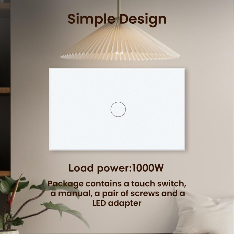 LOUYSGEN Light Switch No Neutral Wire,Wireless Light Switch No WiFi,Tempered