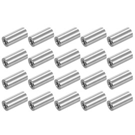 sourcing map M5x0.8mm Round Coupling Nuts, 20 Pcs 304 Stainless Steel Connector Nuts Fasteners Rod Bar Stud 20mm for Industrial Construction Fasteners, Silver