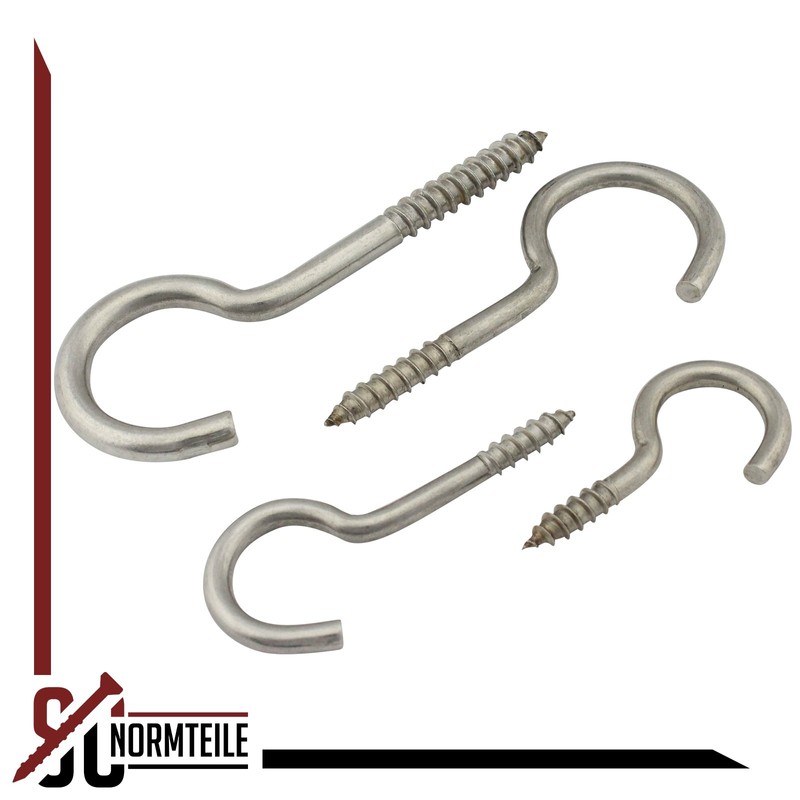 SC-Normteile SC9080 Screw Hooks with Wooden Thread – 6 x