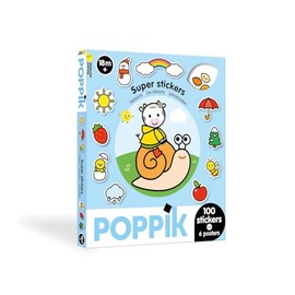 POPPIK 1841268 Sticker Box, Seasons, 6 Interactive Themed Posters with Removable Stickers, Multilingual Learning Posters for Ages 18+ Months