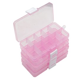 Yansanido 4 Pcs 10 Grids 5 Inch x 2.5 Inch Adjustable Small Removable Plastic Jewelry Organizer Divider Storage Box Jewelry Earring Tool Containers (Pink)