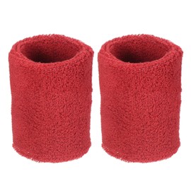 M METERXITY 2 Pack Wrist Brace - Elastic Air-Permeable Cotton Terry Cloth Sweatband, Apply to Tennis/Basketball/Running (8x8cm, Red)