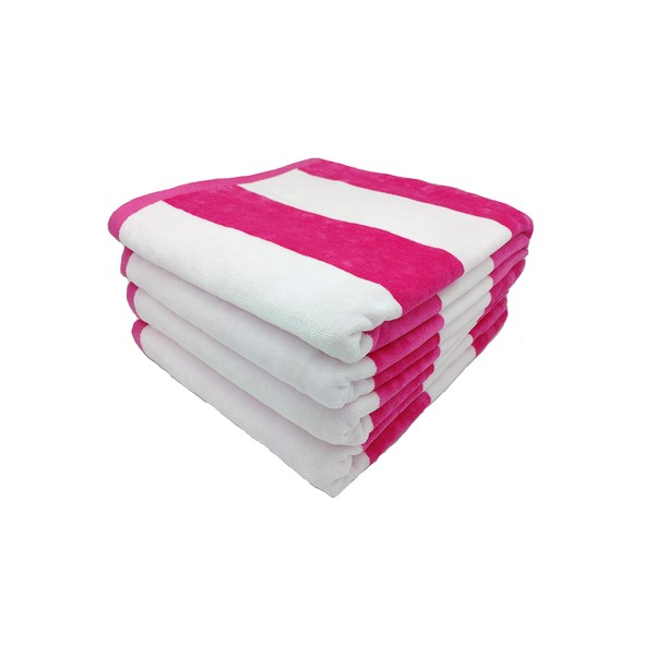 BY LORA Cabana Velour Terry Bath Towel, Fuchsia, Set of