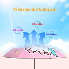 Hannstar kids Folding Travel Umbrella, Strong and Portable - Wind Resistant, Anti-UV Compact Durable Umbrella, Auto Open/Close, Lightweight Backpack Cute Umbrella for girls & boys (Rainbow Unicorn)