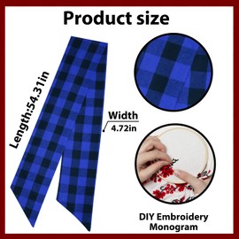 Fall Wreath Sash for Front Door, Christmas Blue Plaid Cotton Sash Holiday Baby Shower Wreath Accessories for Home Thanksgiving Decorations