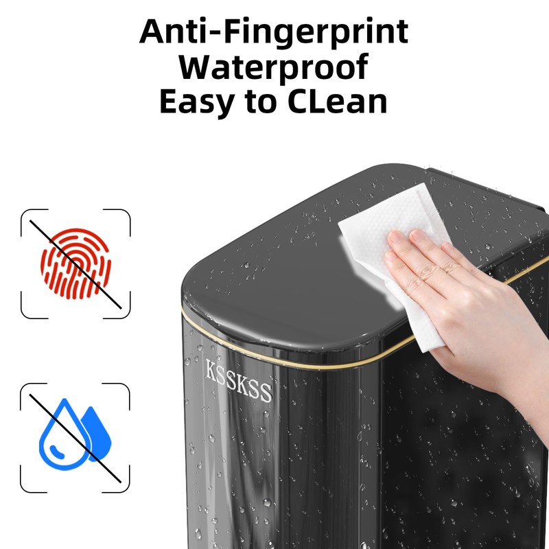 KSSKSS 2.6 Gallon Slim Bathroom Trash Can with Soft-Close Foot