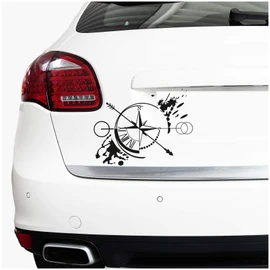 Finest Folia Autoaufkleber Kompass Offroad Windrose Sticker Folie fr Auto Motorrad Wohnwagen Wohnmobil Anh?nger Aufkleber Selbstklebend Kfz Zubeh?r K130 (Schwarz Matt, Design 3 klein)
