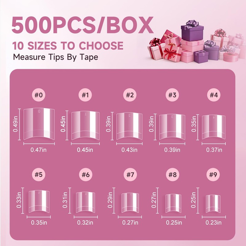 Buqikma 500PCS Short Nail Tips for Acrylic Nails - Clear