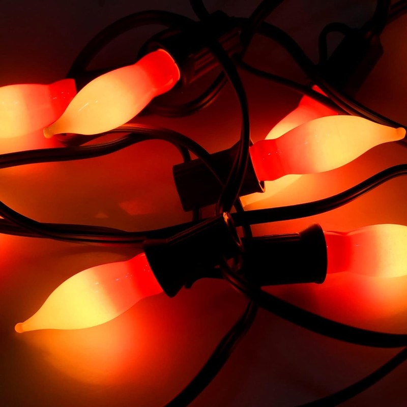 12 Pack C18 Red and Yellow Christmas Flame Candle Lights