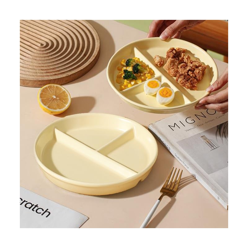 Hoshisea Divided Ceramic Dinner Plate, Split Diet Plate, Snack Plate,