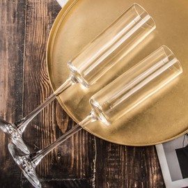 QOWOEO Set of 12 Champagne Flutes, 6 Oz Long Stem Clear Champagne Flute Glass Set, Sparkling Wine Tasting Glass for Parties Wedding Birthday Christmas