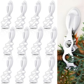 Cinnvoice 12 Pack Christmas Garland Hanger for Mantle Christmas Garland Hooks Wreath Ties Fireplace Stocking Holder Reusable Silicone Adhesive Straps for Fireplace Staircase Front Door (White)