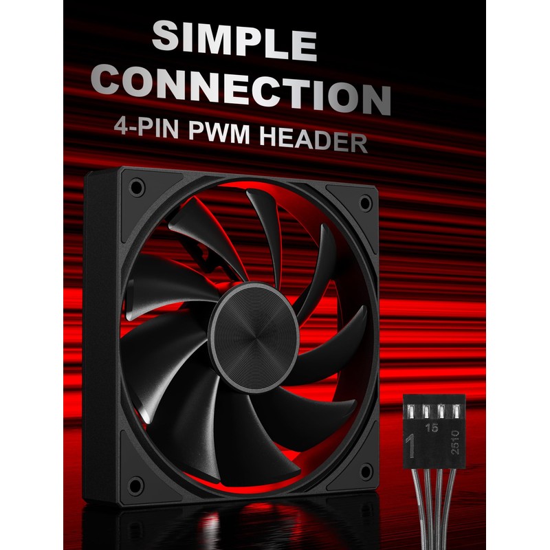 upHere 120mm Computer Case Fan with PWM 4-Pin Interface High