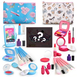 Woumserta Pretend Makeup Kit for Kids 3-5, Blue or Beige Fake Makeup Set for Toddlers Girls, Play Makeup Gifts for Little Girls Age 3 4 5 6 7 Year Old, Make Up Toys Birthday (Random Style)