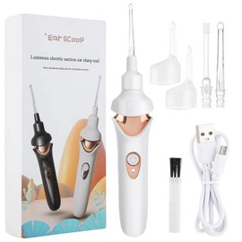 Electric Ear Wax Removal Tool with Suction and 1080P Camera, Wireless Ear Cleaner with Otoscope, Painless Ear Cleaning Kit with Suction Function, Includes 8 Pcs Ear Spoons, iOS & Android Compatible