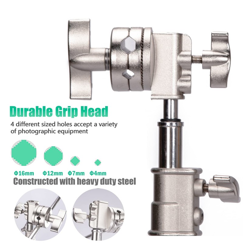 BOLLUMA Swivel Grip Head Clamp Mounting Adapter for Light Stand,