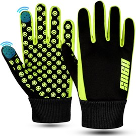 SAGA SPORTS All-Season Waterproof Gloves - Glow in The Dark, Thermal, Touchscreen Compatible - Cycling Gloves, Bike Gloves for Boys Aged 4-12, X-Large [10-12 ]